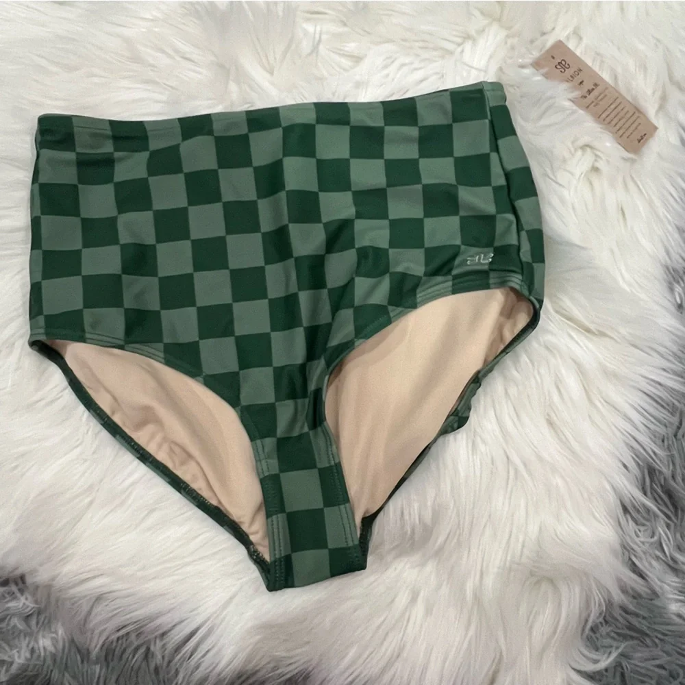 Albion Green Checkered High Waist Bikini Set M & L - Picture 4 of 14